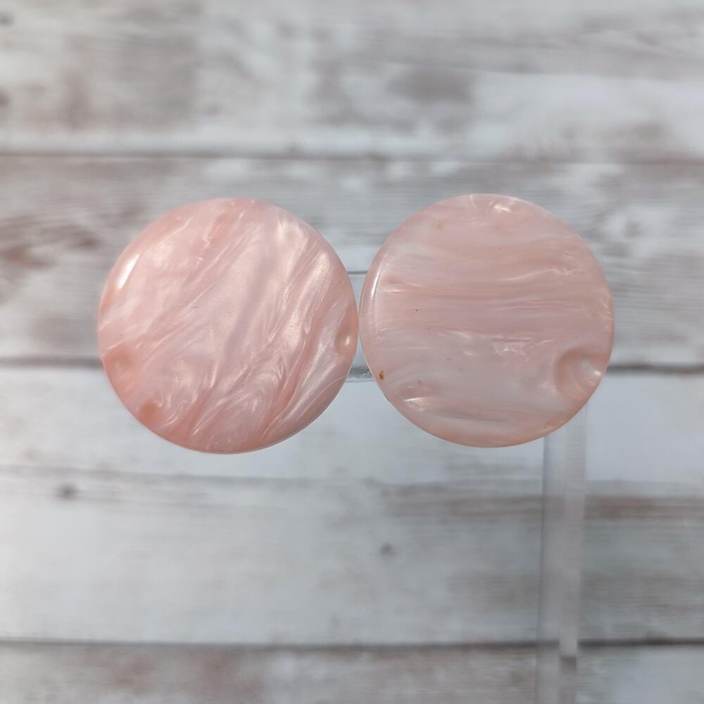 Vintage Clip On Earrings Large 1.25 Pink